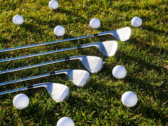 Golf clubs and balls