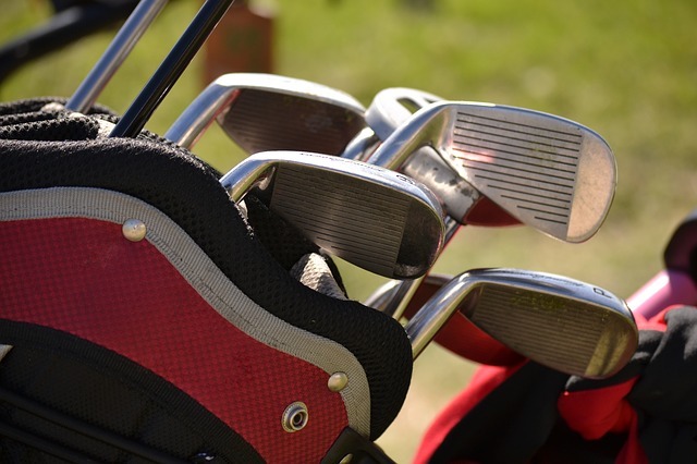 golf clubs in a golf bag